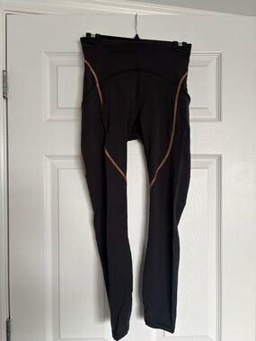 lululemon athletica Black Leggings with Copper Stitching